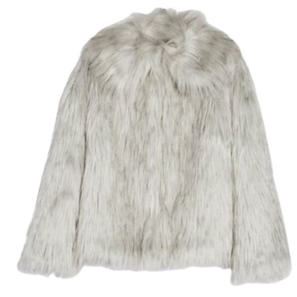 ✨HP✨ TOPSHOP Faux Fur Shag Jacket 8 Gray - Picture 11 of 12